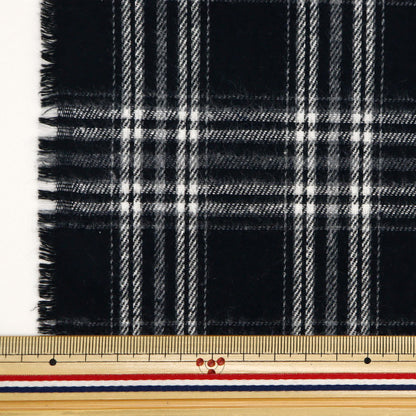 [From quantity 5] Fabric 『Fabric Wrinkle Brushed check black check TC-CHE-7BK"