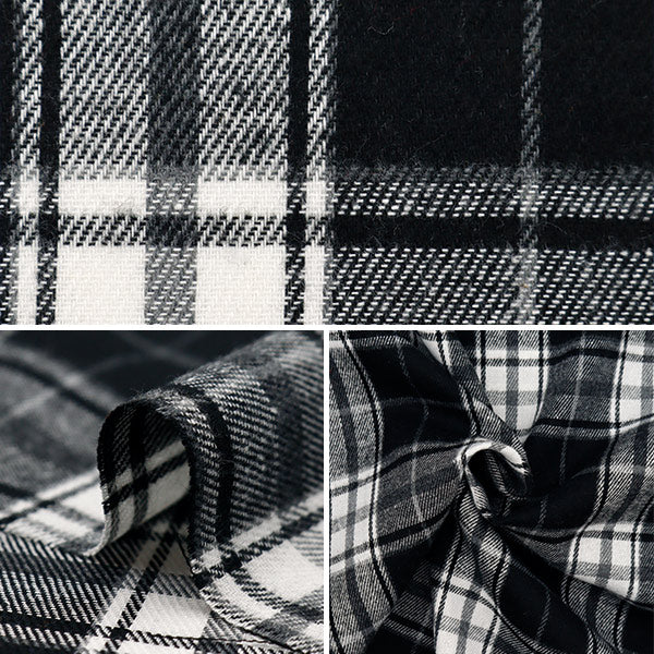 [From quantity 5] Fabric 『Fabric Wrinkle Brushed check monochrome check TC-CHE-8MO"