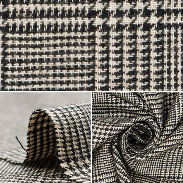 [From quantity 5] Fabric "Wool -like melting brushed check Glen Check RTL-CHE-1GLC"