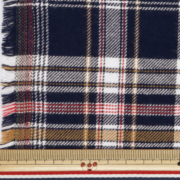 [From quantity 5] Fabric "Wool-like melt brushed check check check Navy RTL-CHE-4NV"