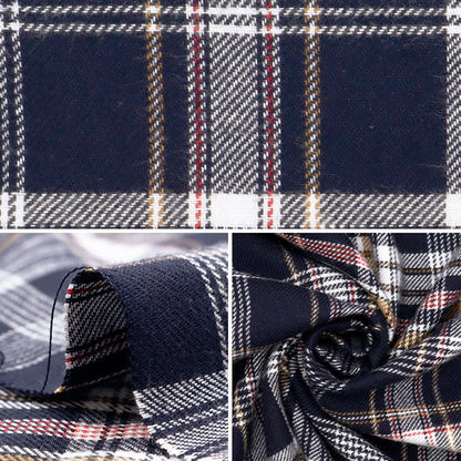 [From quantity 5] Fabric "Wool-like melt brushed check check check Navy RTL-CHE-4NV"