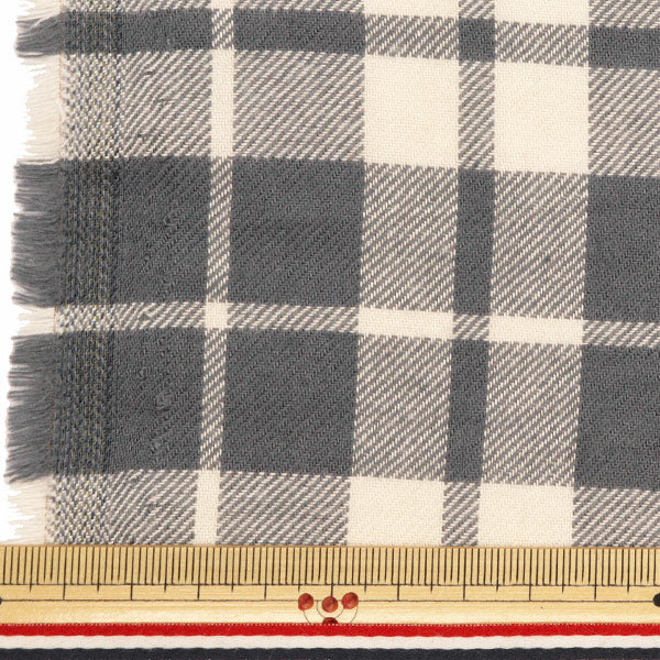 [From quantity 5] Fabric "Wool-like melting brushed check check gray RTL-CHE-5GY"