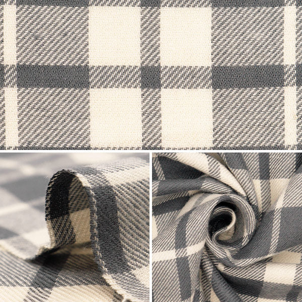 [From quantity 5] Fabric "Wool-like melting brushed check check gray RTL-CHE-5GY"
