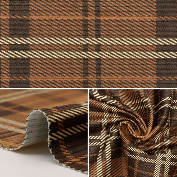 [From quantity 5] Fabric "11W Corduroy Software Processing Check Camel COR11P-CHE-CB"