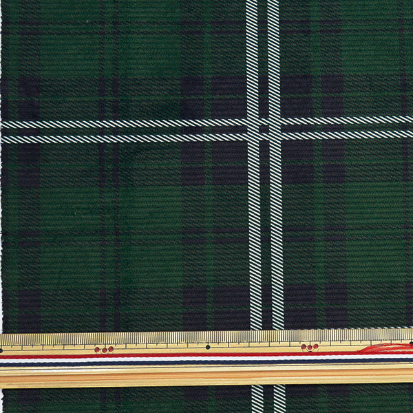 [From quantity 5] Fabric "11W Corduroy Software Processing Check Green COR11P-CHE-GN"