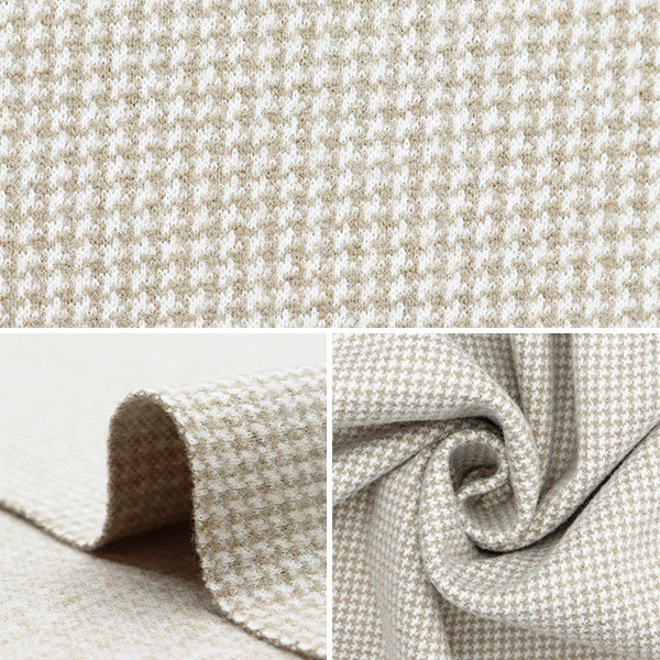 [From quantity 5] Fabric "Woollike polyester Houndstooth Beige WLLKP-FT-BE"