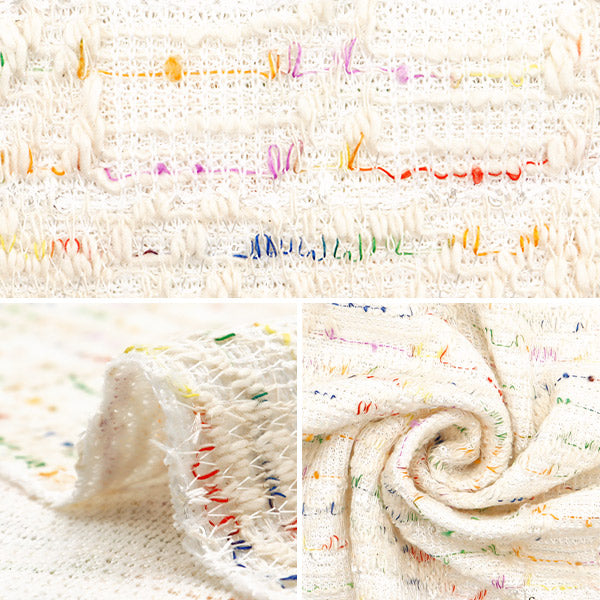 [From quantity 5] Fabric "knitTweed White ZQ2312-1" 【Yuzawayaoriginal】