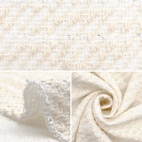 [From quantity 5] Fabric "knitTweed White ZQ2410-1" 【Yuzawayaoriginal】