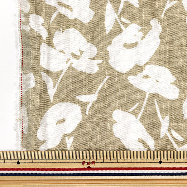 [Quantity starting from 5] Fabric "Toromi Linen Print FLORALDOTS Beige x White LIRYP-FD-BEWH"