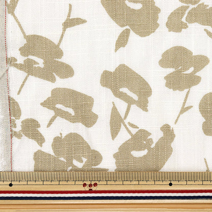 [Quantity starting from 5] Fabric "Toromi Linen Print FLORALDOTS White x Beige LIRYP-FD-WHBE"