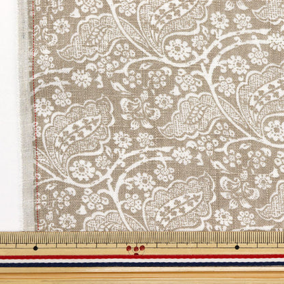 [Quantity starting from 5] Fabric "Toromi Linen Print LEAFCHINTZ Beige LIRYP-LC-BE"