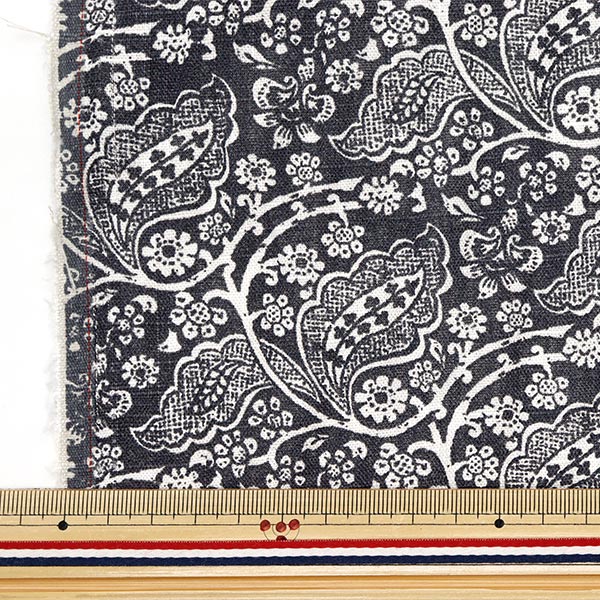 [Quantity starting from 5] Fabric "Toromi Linen Print LEAFCHINTZ Charcoal LIRYP-LC-CH"
