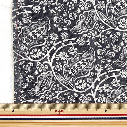 [Quantity starting from 5] Fabric "Toromi Linen Print LEAFCHINTZ Charcoal LIRYP-LC-CH"