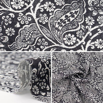 [Quantity starting from 5] Fabric "Toromi Linen Print LEAFCHINTZ Charcoal LIRYP-LC-CH"