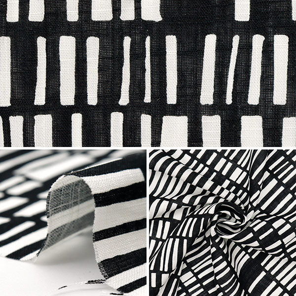 [Quantity starting from 5] Fabric "Toromi Linen Print NORDICGEOMETRY Black x White LIRYP-NG-BKWH"