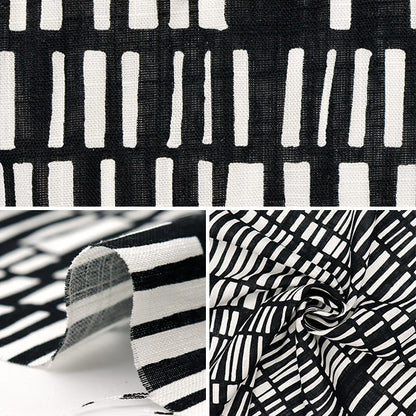 [Quantity starting from 5] Fabric "Toromi Linen Print NORDICGEOMETRY Black x White LIRYP-NG-BKWH"
