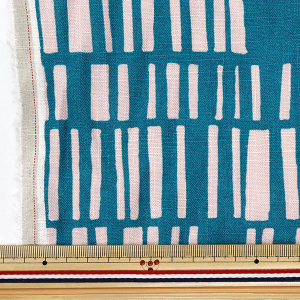 [Quantity starting from 5] Fabric "Toromi Linen Print NORDICGEOMETRY Blue x Pink LIRYP-NG-BLPK"