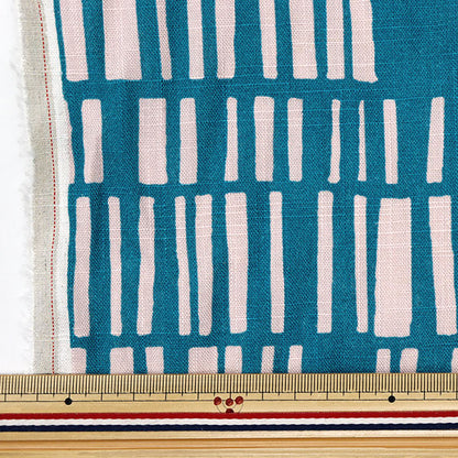 [Quantity starting from 5] Fabric "Toromi Linen Print NORDICGEOMETRY Blue x Pink LIRYP-NG-BLPK"