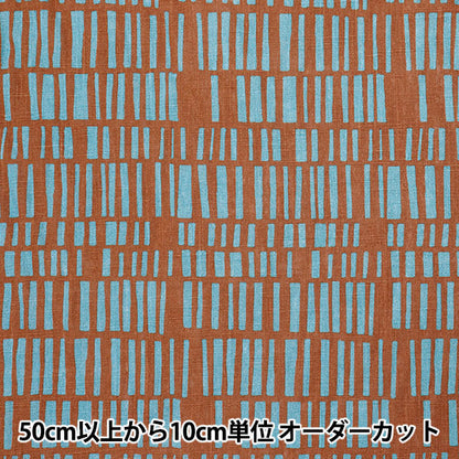 [Quantity starting from 5] Fabric "Toromi Linen Print NORDICGEOMETRY Orange x Blue LIRYP-NG-ORBL"