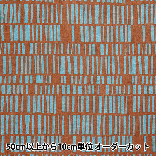 [Quantity starting from 5] Fabric "Toromi Linen Print NORDICGEOMETRY Orange x Blue LIRYP-NG-ORBL"