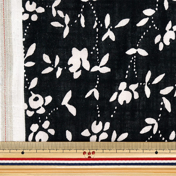 [Quantity starting from 5] Fabric "Toromi Linen Print WHITEIVY Black x White LIRYP-WI-BKWH"
