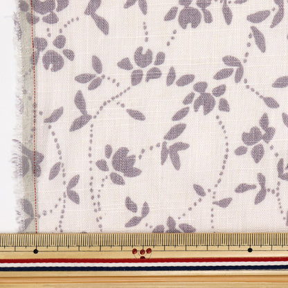 [Quantity starting from 5] Fabric "Toromi Linen Print WHITEIVY White x Purple LIRYP-WI-WHPU"