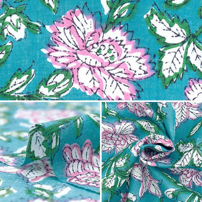 [Quantity starting from 5] Fabric "Indian Boil Print Sarasa Green x Pink RAM-BOI-25C"
