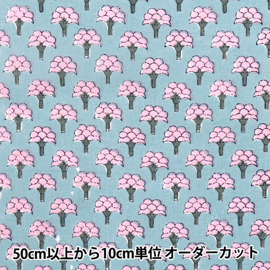 [Quantity starting from 5] Fabric "Indian Boil Print Floral Gray x Pink RAM-BOI-25D"