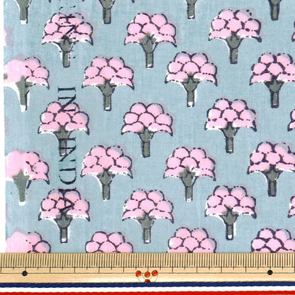 [Quantity starting from 5] Fabric "Indian Boil Print Floral Gray x Pink RAM-BOI-25D"
