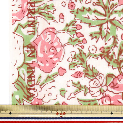 [Quantity starting from 5] Fabric "Indian Boil Print Floral Pattern Beige x Pink RAM-BOI-25F"