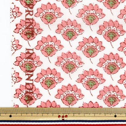 [Quantity starting from 5] Fabric "Indian Boil Print Floral Small Pattern Beige x Pink RAM-BOI-25G"