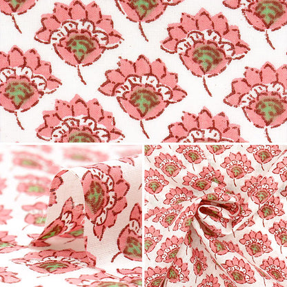[Quantity starting from 5] Fabric "Indian Boil Print Floral Small Pattern Beige x Pink RAM-BOI-25G"