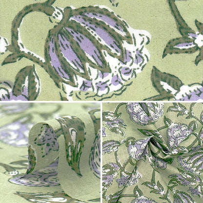 [Quantity starting from 5] Fabric "Indian Boil Print Sarasa Green x Purple RAM-BOI-25H"