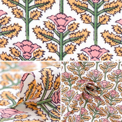 [Quantity starting from 5] Fabric "Indian Boil Print Floral Pattern Off x Pink RAM-BOI-25L"
