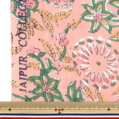 [Quantity starting from 5] Fabric "Indian Boil Print Sarasa Salmon x Pink RAM-BOI-25M"