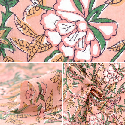 [Quantity starting from 5] Fabric "Indian Boil Print Sarasa Salmon x Pink RAM-BOI-25M"