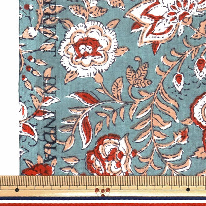 [Quantity starting from 5] Fabric "Indian Boil Print Sarasa Gray x Red RAM-BOI-25N"