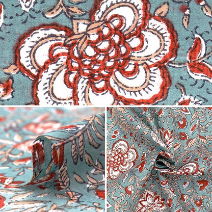 [Quantity starting from 5] Fabric "Indian Boil Print Sarasa Gray x Red RAM-BOI-25N"