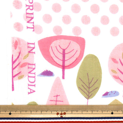 [Quantity starting from 5] Fabric "Indian Boil Print Plant Pattern Off x Pink RAM-BOI-25P"