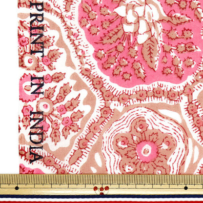 [Quantity starting from 5] Fabric "Indian Boil Print Floral Salmon x Pink RAM-BOI-25Q"