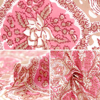 [Quantity starting from 5] Fabric "Indian Boil Print Floral Salmon x Pink RAM-BOI-25Q"