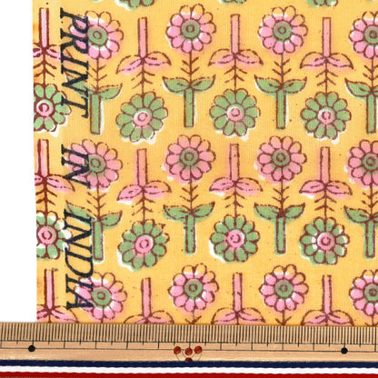 [Quantity starting from 5] Fabric "Indian Boil Print Floral Yellow x Pink RAM-BOI-25S"
