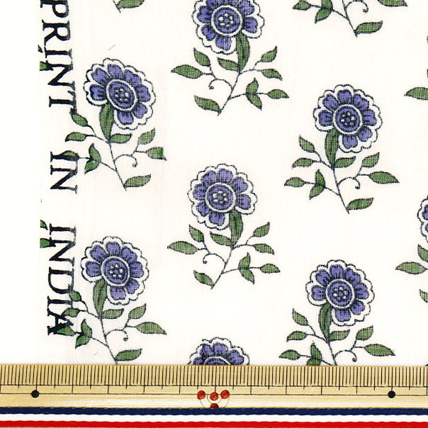 [Quantity starting from 5] Fabric "Indian Boil Print Floral Pattern Off x Purple RAM-BOI-25T"