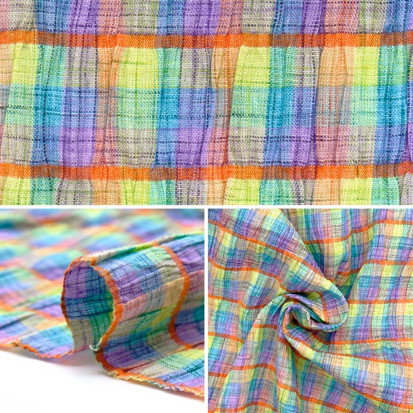 [Quantity starting from 5] Fabric "Year-dyed check shirring INCHEST-04MIX"