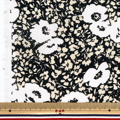 [Quantity starting from 5] Fabric "60 Lawn Print Floral Pattern Black 60LA25-VF-BK" 【Yuzawayaoriginal】