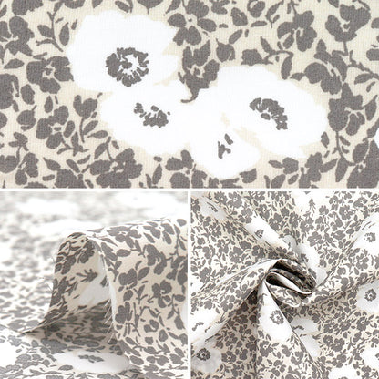 [Quantity starting from 5] Fabric "60 Lawn Print Floral Gray 60LA25-VF-GY" 【Yuzawayaoriginal】