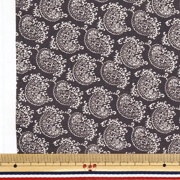 [Quantity starting from 5] Fabric "60 Lawn Print Paisley Pattern Charcoal Gray 60LA25-SP-CGY" 【Yuzawayaoriginal】