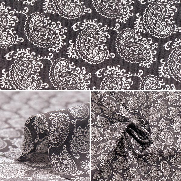 [Quantity starting from 5] Fabric "60 Lawn Print Paisley Pattern Charcoal Gray 60LA25-SP-CGY" 【Yuzawayaoriginal】