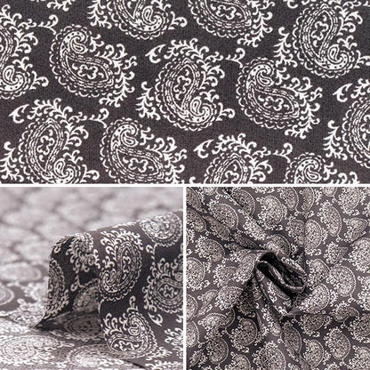 [Quantity starting from 5] Fabric "60 Lawn Print Paisley Pattern Charcoal Gray 60LA25-SP-CGY" 【Yuzawayaoriginal】