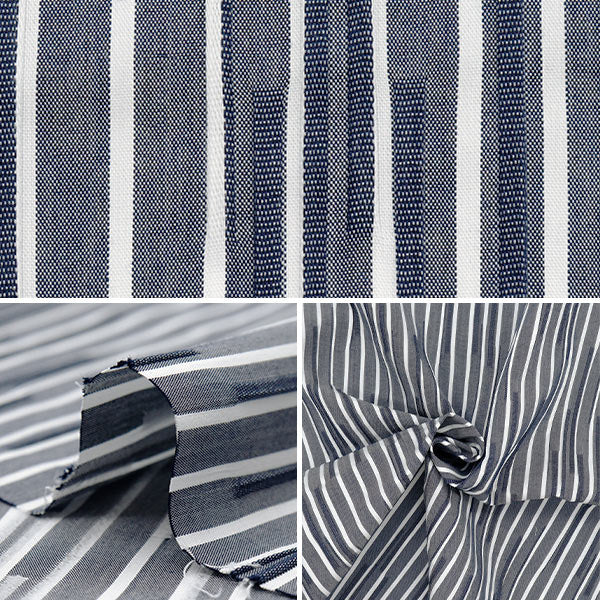 [Quantity starting from 5] Fabric "Tuck woven stripe navy TUCK-ST-NV" 【Yuzawayaoriginal】